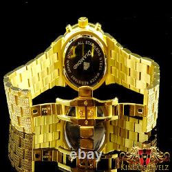 Men's Stainless Steel Yellow Gold Finish Lab Simulate Diamond Custom Wrist Watch