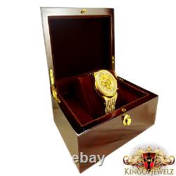 Men's Stainless Steel Yellow Gold Finish Lab Simulate Diamond Custom Wrist Watch