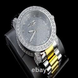 Mens 2 Tone Custom Khronos Diamond Gold Finish Full Stainless Steel Band Watch