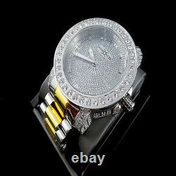 Mens 2 Tone Custom Khronos Diamond Gold Finish Full Stainless Steel Band Watch