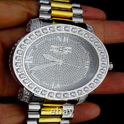 Mens 2 Tone Custom Khronos Diamond Gold Finish Full Stainless Steel Band Watch