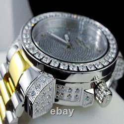 Mens 2 Tone Custom Khronos Diamond Gold Finish Full Stainless Steel Band Watch