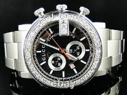 Mens 3.5 Ct Diamond 101G Gucci Ya101334 Chrono Watch