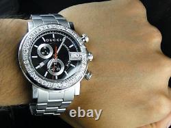 Mens 3.5 Ct Diamond 101G Gucci Ya101334 Chrono Watch