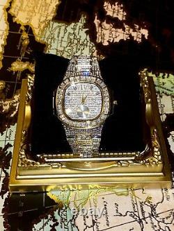 Mens Baguette Custom Fully Ice out Sport Iced Cz VVS Quality Stainless Steel