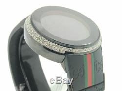 Mens Black Casing YA114207 Custom DigitaI i Gucci White Diamond Watch 2.50 ct