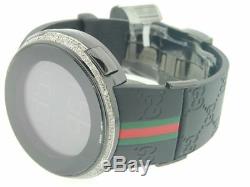 Mens Black Casing YA114207 Custom DigitaI i Gucci White Diamond Watch 2.50 ct