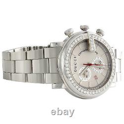 Mens Custom Diamond Gucci Ya101339 G-Watch White Dial Chronograph 44mm 1.75 CT