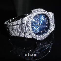 Mens Custom FulLY Stone Round VVS Quality Stainless Steel icy