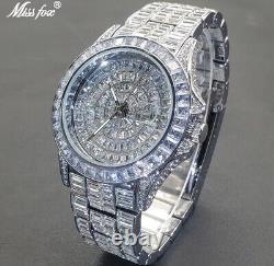 Mens Custom Fully Ice Out Bling Round Icy Watch Iced Cz Stainless Steel Quality