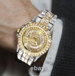 Mens Custom Fully Ice Out Bling Round Icy Watch Iced Cz Stainless Steel Quality