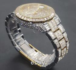 Mens Custom Fully Ice Out Bling Round Icy Watch Iced Cz Stainless Steel Quality