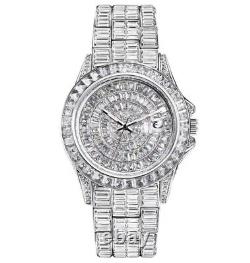 Mens Custom Fully Ice Out Bling Round Icy Watch Iced Cz Stainless Steel Quality