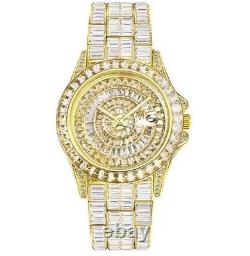Mens Custom Fully Ice Out Bling Round Icy Watch Iced Cz Stainless Steel Quality