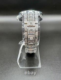 Mens Custom Fully Ice out Bling Dual Calendar Watch Iced Cz Stainless Steel Gold