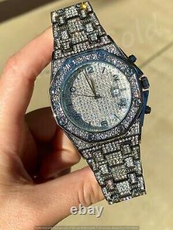 Mens Custom Fully Ice out Bling Octagonal Watch Iced Cz Quality Stainless Steel