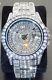Mens Custom Fully Ice out Bling Round Icy Watch Iced Cz Quality Stainless Steel