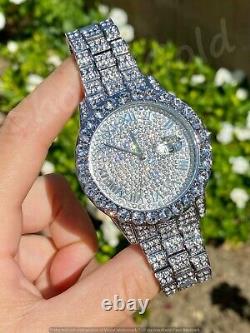 Mens Custom Fully Ice out Bling Round Icy Watch Iced Cz Quality Stainless Steel