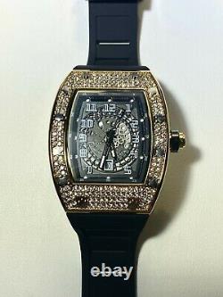 Mens Custom Fully Ice out Sport Iced Cz VVS Quality Rich Black Band Square Watch