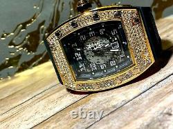 Mens Custom Fully Ice out Sport Iced Cz VVS Quality Rich Black Band Square Watch