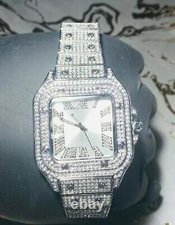 Mens Custom Fully Silver Ice out Sport Iced Cz VVS Quality Stainless Steel Bling