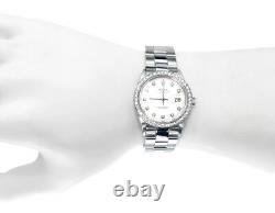 Mens Excellent Rolex Datejust Oyster Stainless Steel Diamond Watch with 2.15 Ct