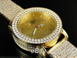 Mens Khronos yellow finish Simulated Diamond 2 row custom watch band bezel
