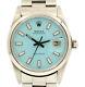 Mens ROLEX Oyster Date Precision 6694 Stainless Steel BABY BLUE Dial Watch