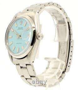 Mens ROLEX Oyster Date Precision 6694 Stainless Steel BABY BLUE Dial Watch