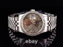 Mens Rolex 36 MM Datejust Jubilee Pave Stainless Steel Diamond Watch 3.5 Ct