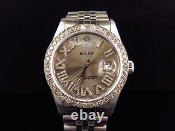 Mens Rolex 36 MM Datejust Jubilee Pave Stainless Steel Diamond Watch 3.5 Ct