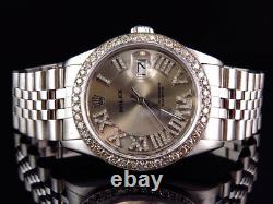 Mens Rolex 36 MM Datejust Jubilee Pave Stainless Steel Diamond Watch 3.5 Ct