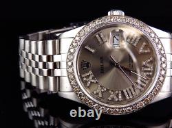 Mens Rolex 36 MM Datejust Jubilee Pave Stainless Steel Diamond Watch 3.5 Ct