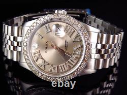 Mens Rolex 36 MM Datejust Jubilee Pave Stainless Steel Diamond Watch 3.5 Ct