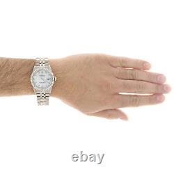 Mens Rolex 36mm DateJust Diamond Watch Jubilee Steel Band White MOP Dial 2 CT
