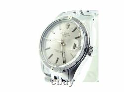 Mens Rolex Date Stainless Steel Watch Jubilee Style Band Silver Stick Dial 1501