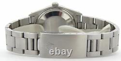 Mens Rolex Date Stainless Steel Watch Oyster Band Black Dial Engine-Turned 15010
