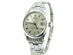 Mens Rolex Date Stainless Steel Watch Oyster Rivet Band Silver Dial Vintage 1500