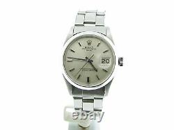 Mens Rolex Date Stainless Steel Watch Oyster Rivet Band Silver Dial Vintage 1500