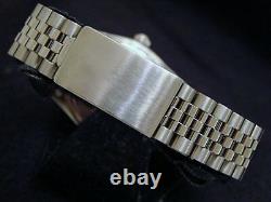 Mens Rolex Date Stainless Steel Watch SS Domed Bezel Silver Diamond Dial 1500