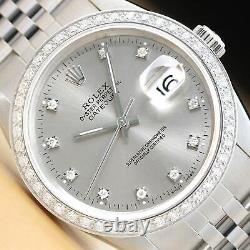 Mens Rolex Datejust 16234 Factory Diamond 18k White Gold & Steel Watch