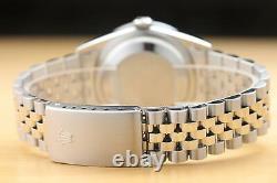 Mens Rolex Datejust 16234 Silver Factory Diamond 18k White Gold & Steel Watch