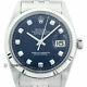 Mens Rolex Datejust 18K White Gold & Stainless Steel Blue Diamond Dial Watch