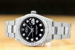 Mens Rolex Datejust 18k White Gold Diamond Bezel & Stainless Steel Watch