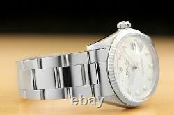 Mens Rolex Datejust 18k White Gold & Stainless Steel Diamond Watch 16014