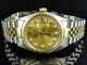 Mens Rolex Datejust 2 Tone 18K Gold/Steel Fluted Bezel 36MM 1601 Diamond Watch