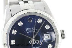 Mens Rolex Datejust Blue Diamond Dial 18K White Gold / Stainless Steel Watch