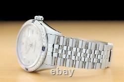 Mens Rolex Datejust Factory Dial18k Gold Sapphire Diamond & Steel Watch 16014