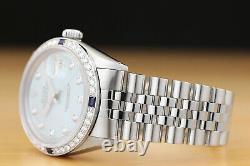 Mens Rolex Datejust Ice Blue Diamond Dial 18k White Gold & Steel Watch