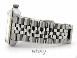 Mens Rolex Datejust Stainless Steel 18K White Gold Watch Silver Roman Dial 16014